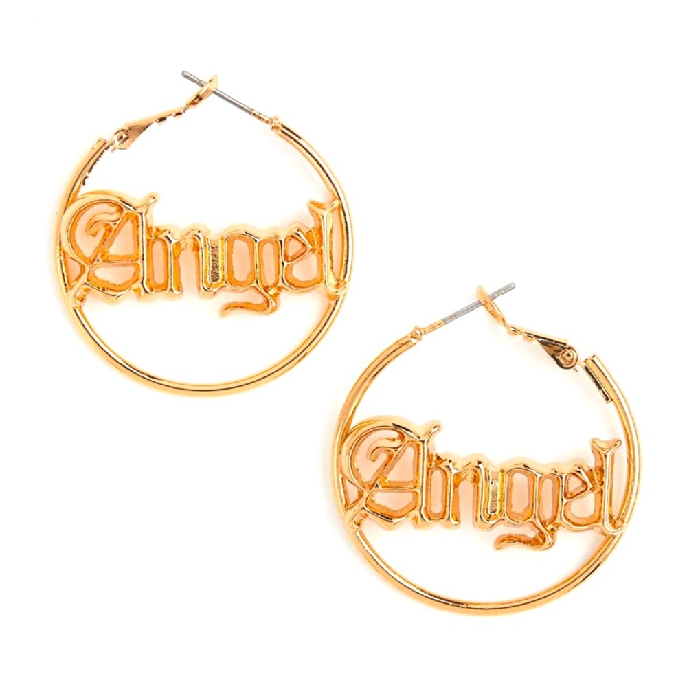 SALE!!! Angel 👼 hoop earrings gold tone hoops